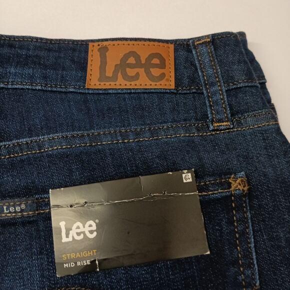 Lee Straight Leg Jeans Women's 16 Long Size 36x31 Blue Mid Rise Dark Wash - Picture 2 of 8